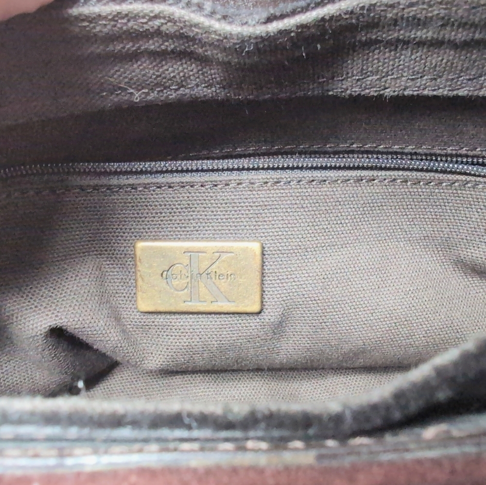 Vintage CK Calvin Klein Brown Suede Crossbody Satchel Bag - Picture 9 of 10